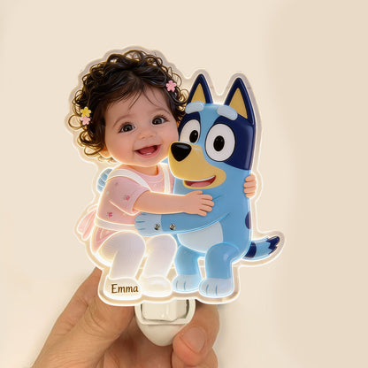 Sweet Dreams - Personalized Blue Dog Acrylic Plug-In Night Light