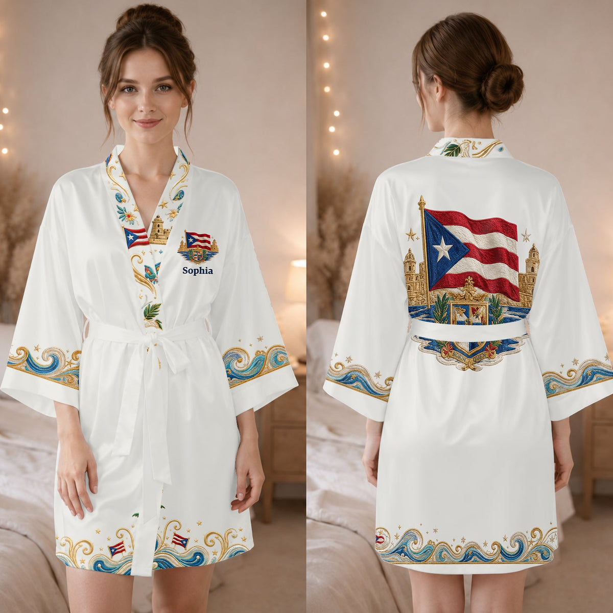 Puerto Rico Women - Personalized Expats Satin Robe