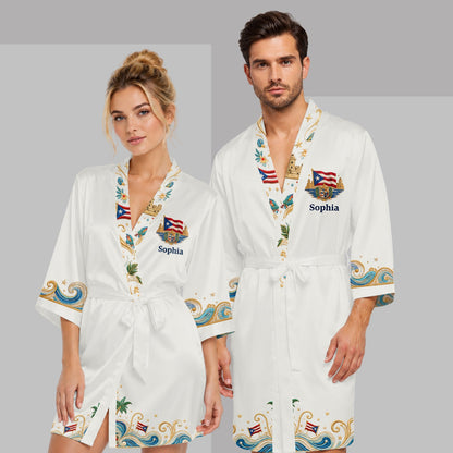Puerto Rico Women - Personalized Expats Satin Robe