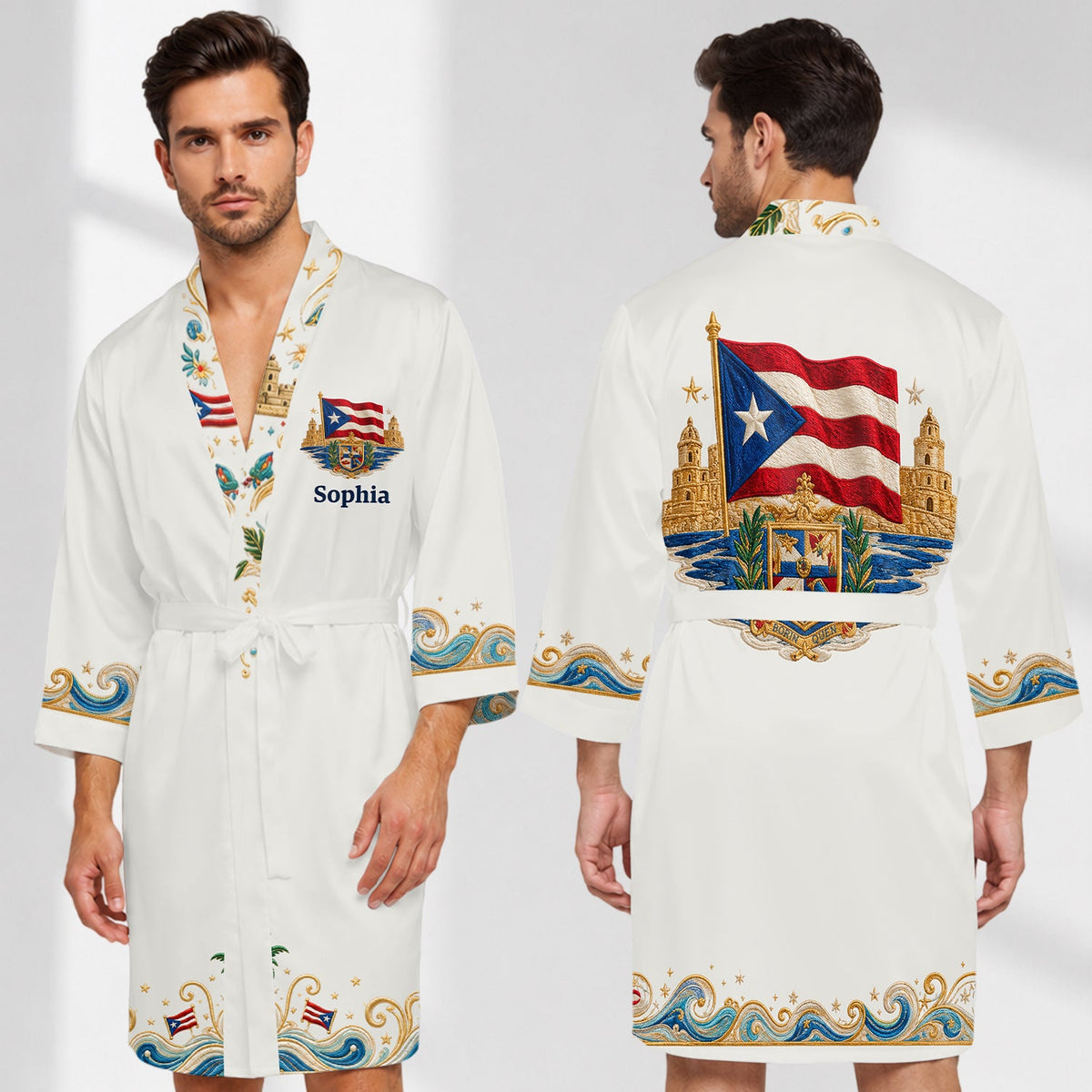 Puerto Rico Women - Personalized Expats Satin Robe