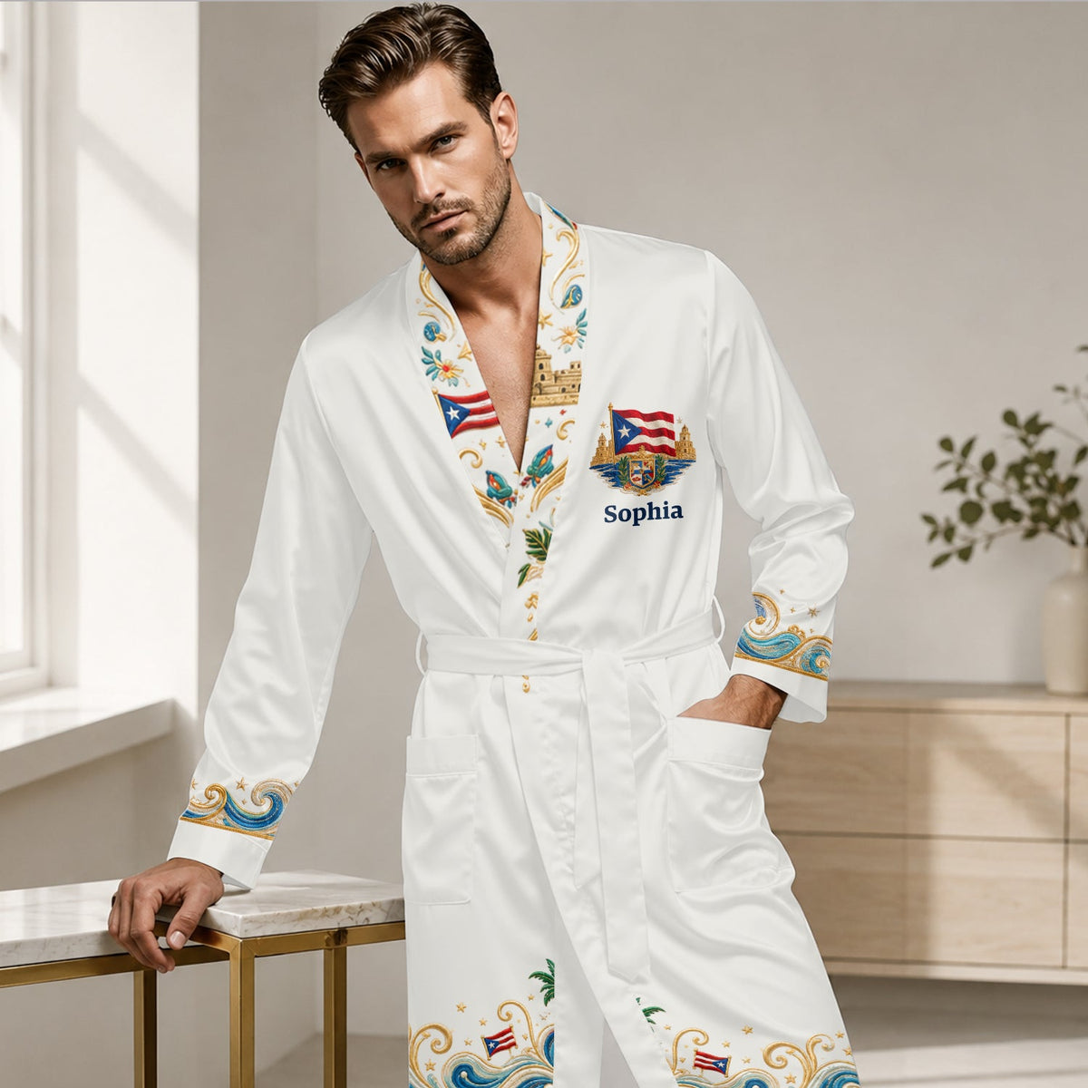 Puerto Rico Women - Personalized Expats Satin Robe