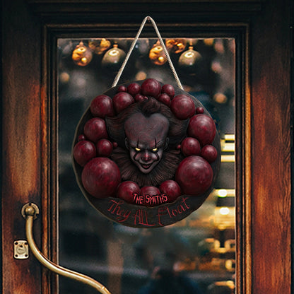 They All Float - Personalized Horror Character Custom Shaped Wood Sign