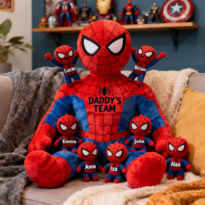 Daddy's Team - Personalized Spider Premium Faux Fur Pillow