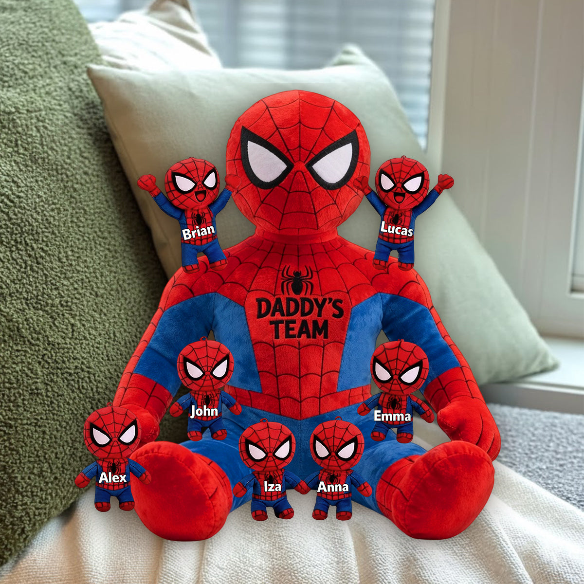 Daddy's Team - Personalized Spider Premium Faux Fur Pillow