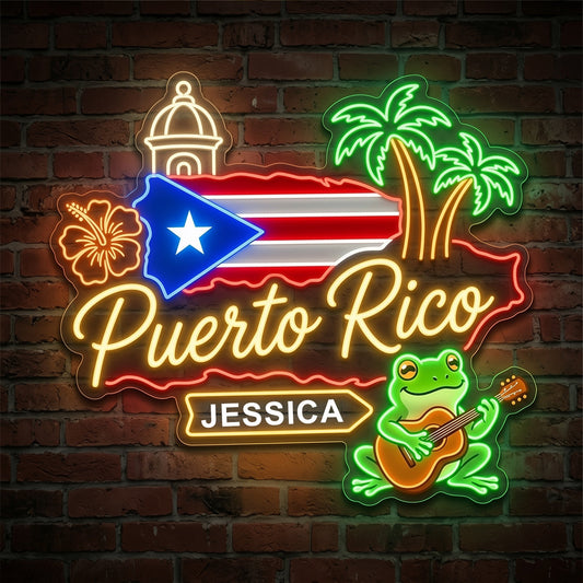 Proud Puerto Rican - Personalized Expats Neon LED Light Sign