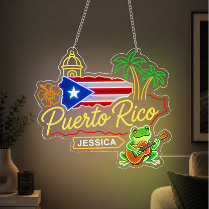 Proud Puerto Rican - Personalized Expats Neon LED Light Sign