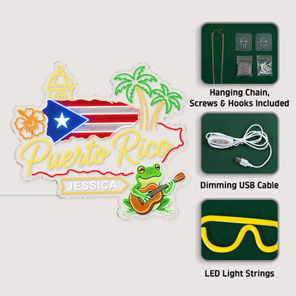 Proud Puerto Rican - Personalized Expats Neon LED Light Sign