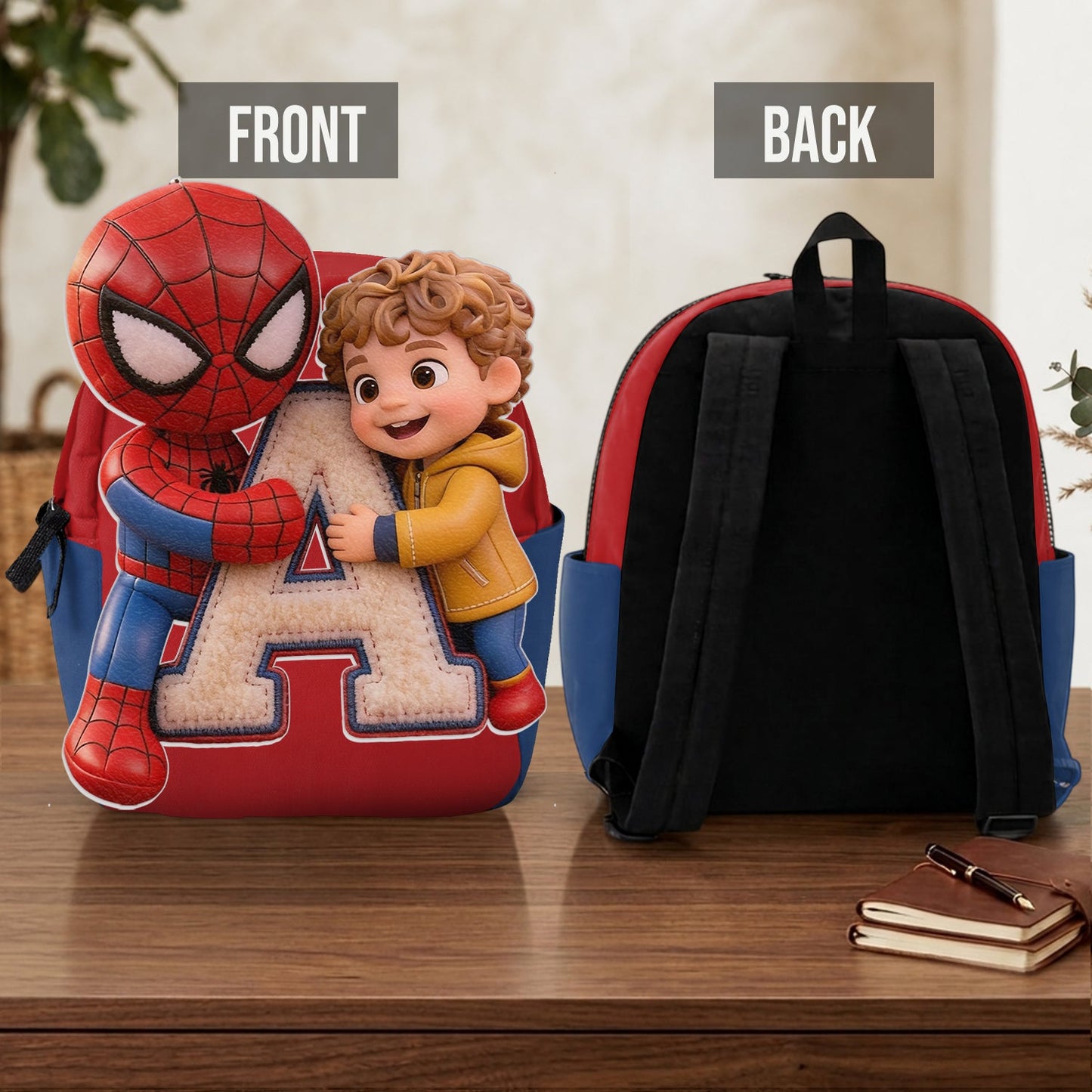 Best Friends - Personalized Kid Changeable Leather Patch Backpack