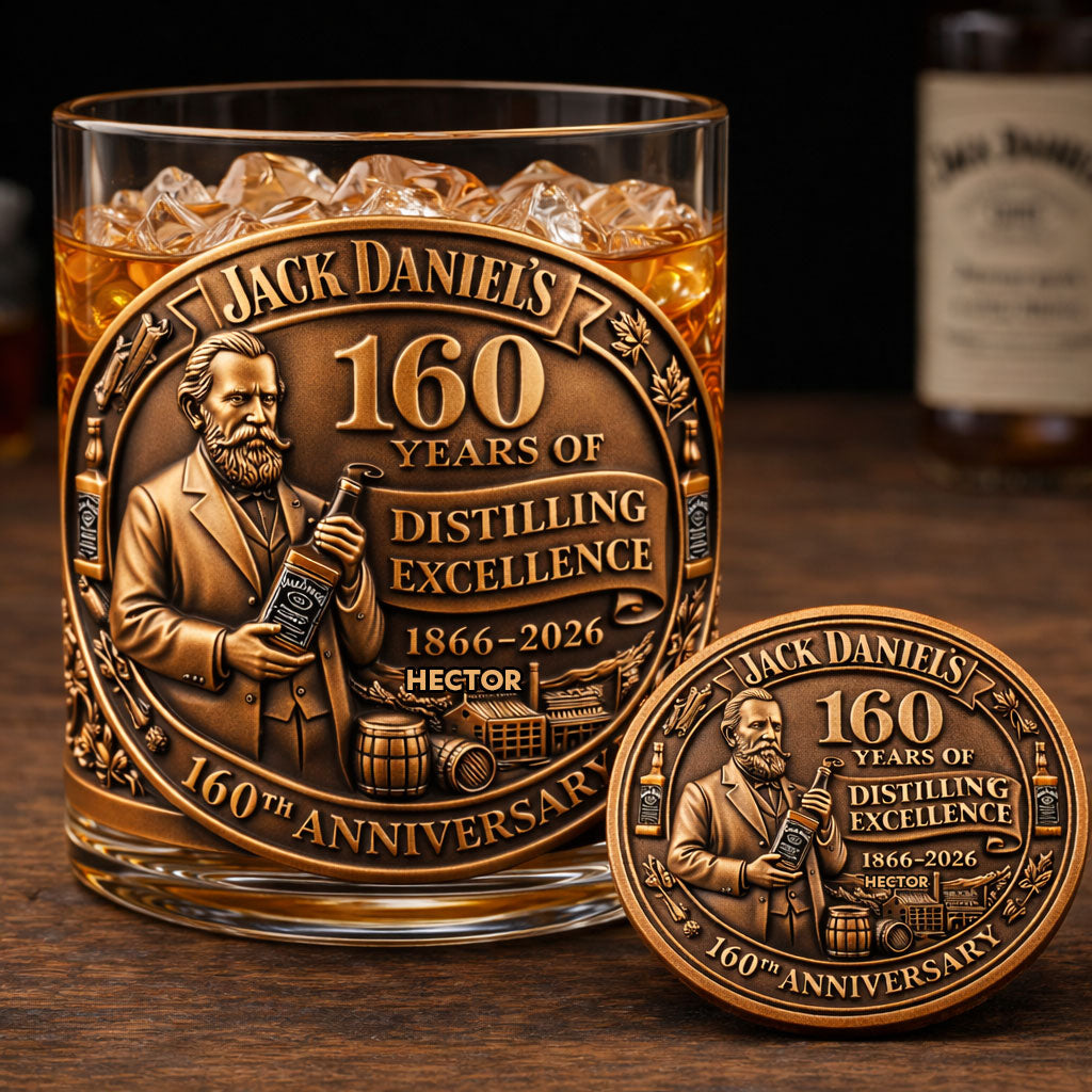 Whiskey 160th Anniversary - Personalized Old Whiskey Glass & Coaster