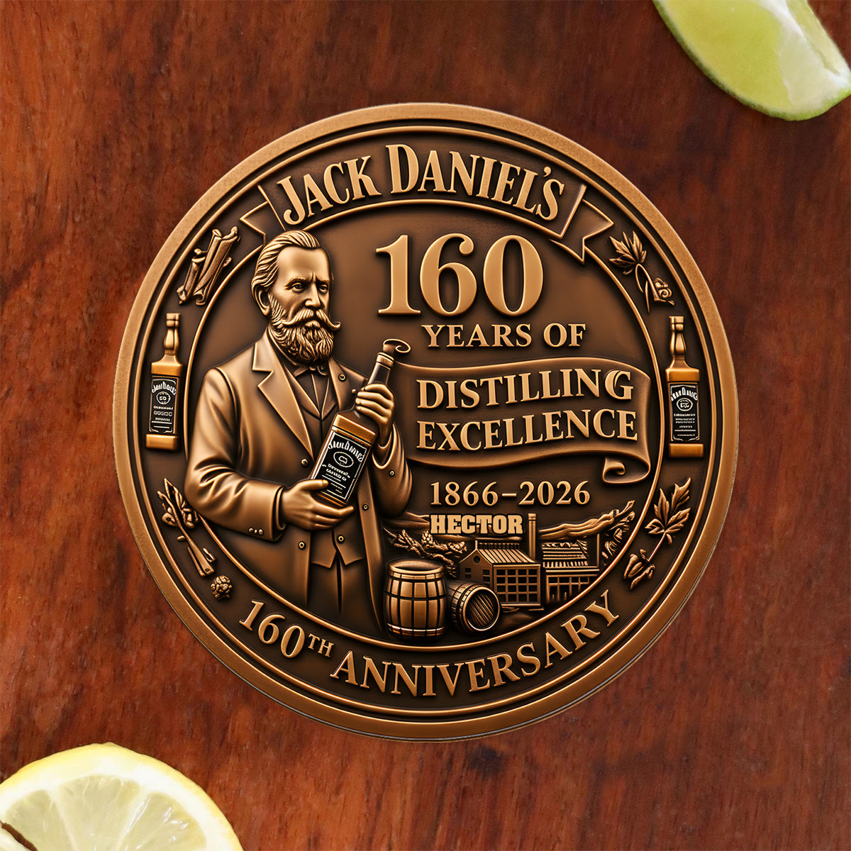 Whiskey 160th Anniversary - Personalized Old Whiskey Glass & Coaster