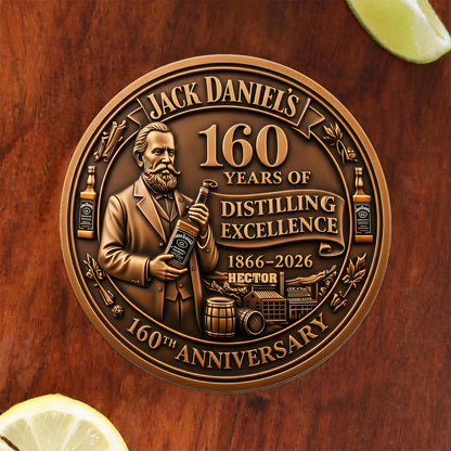 Whiskey 160th Anniversary - Personalized Old Whiskey Glass & Coaster