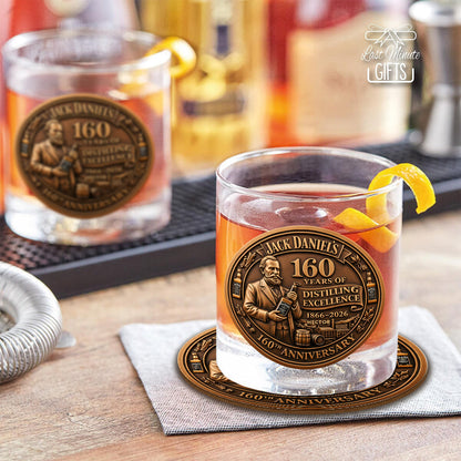 Whiskey 160th Anniversary - Personalized Old Whiskey Glass & Coaster