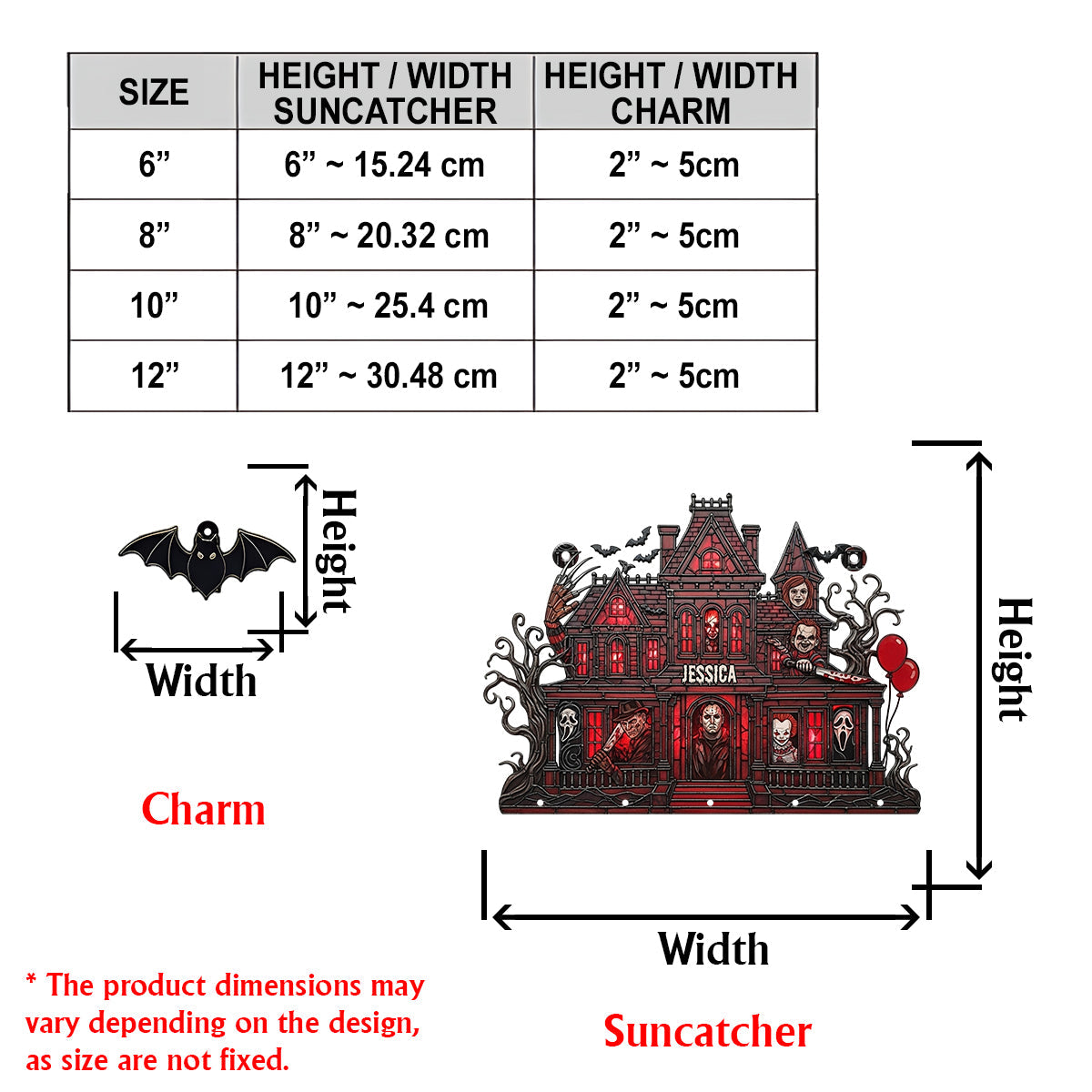 Spooky Haunted Mansion - Personalized Window Hanging Suncatcher With Charms