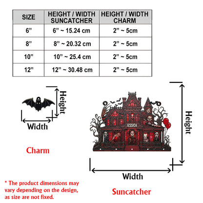 Spooky Haunted Mansion - Personalized Window Hanging Suncatcher With Charms