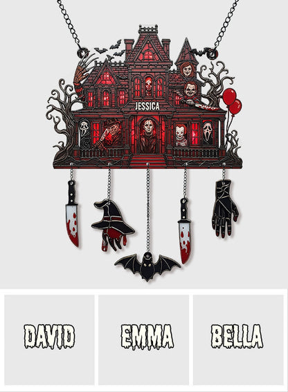 Spooky Haunted Mansion - Personalized Window Hanging Suncatcher With Charms