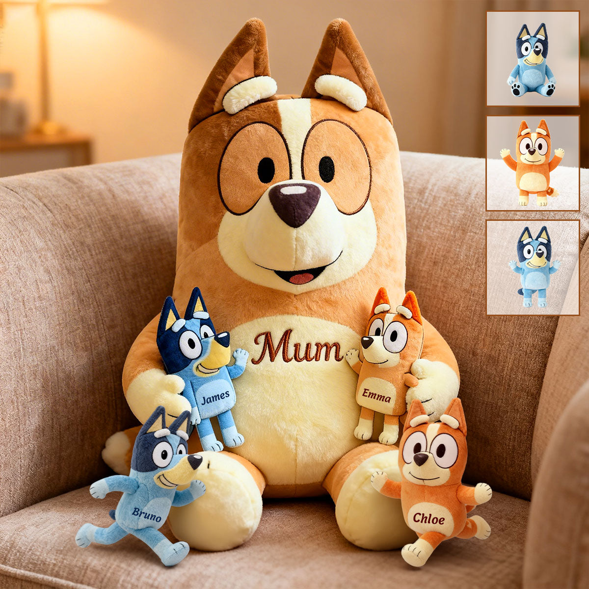 Best Mum Ever - Personalized Blue Dog Premium Faux Fur Pillow