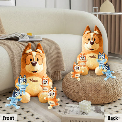 Best Mum Ever - Personalized Blue Dog Premium Faux Fur Pillow