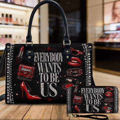 Everyone Want To Be Us - Personalized Star Fleet Leather Handbag & Leather Long Wallet