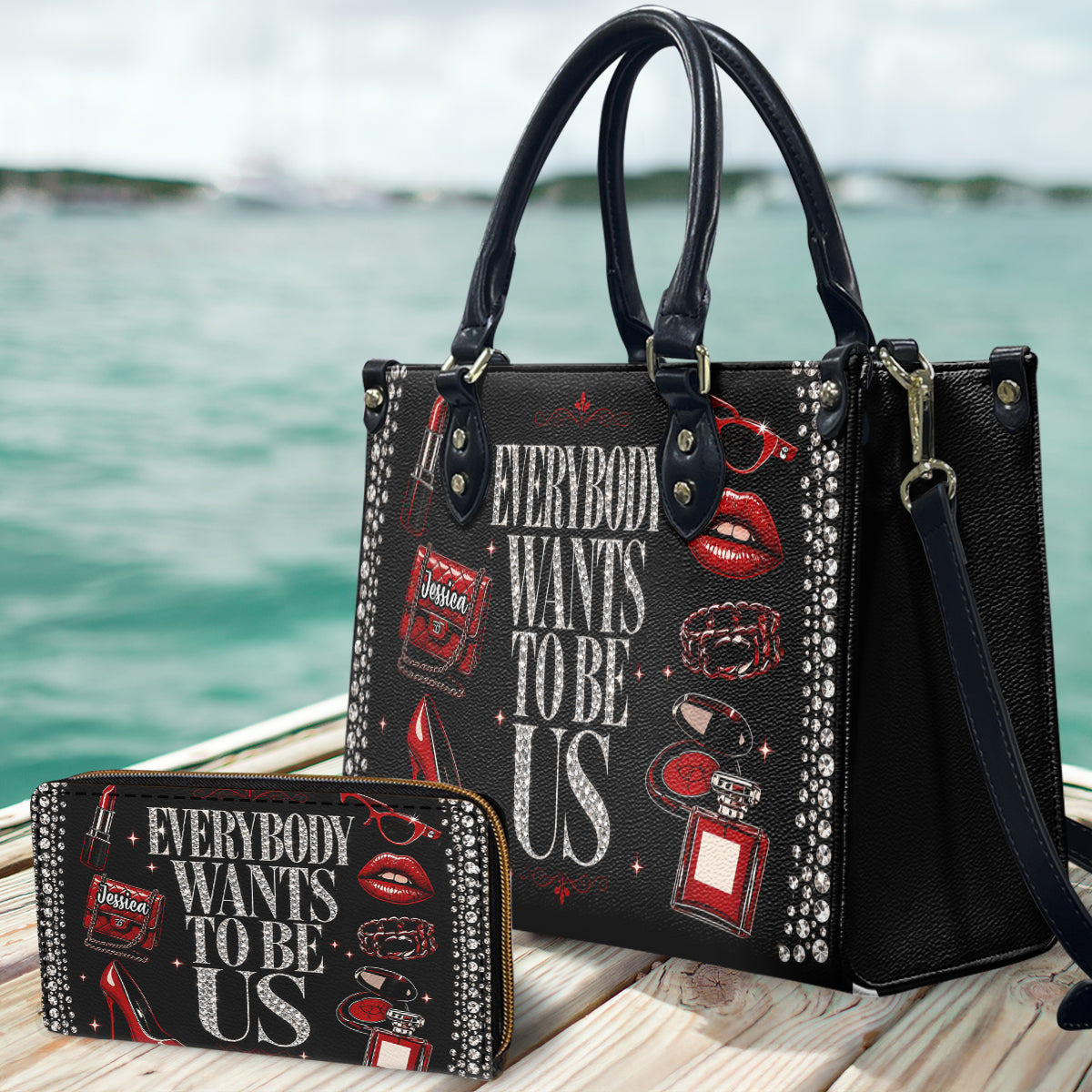 Everyone Want To Be Us - Personalized Star Fleet Leather Handbag & Leather Long Wallet