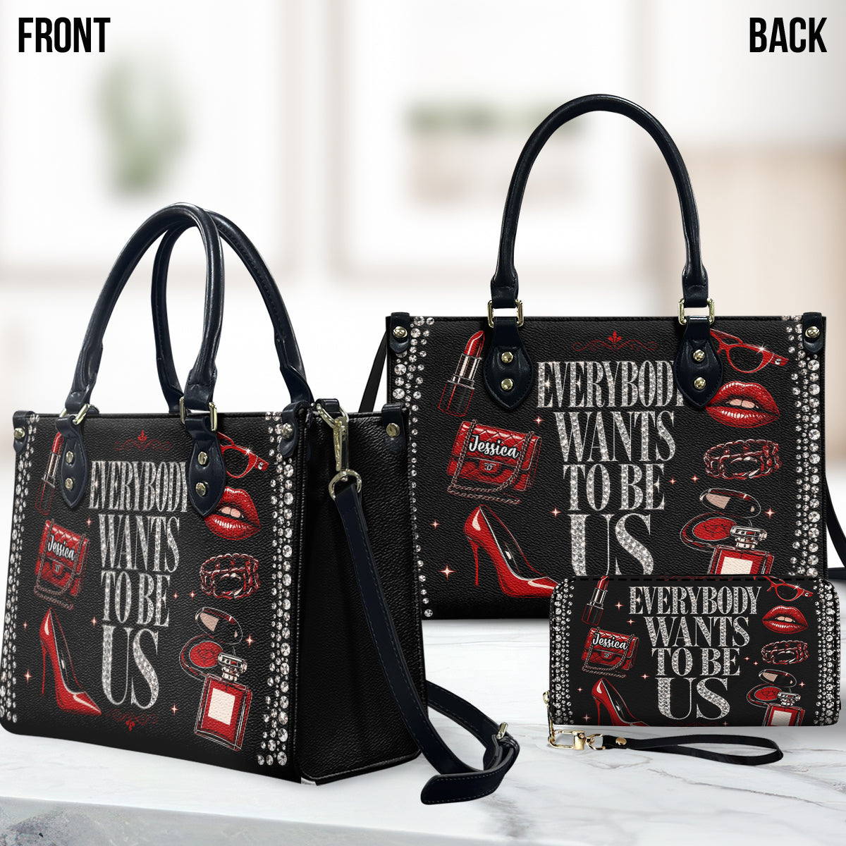Everyone Want To Be Us - Personalized Star Fleet Leather Handbag & Leather Long Wallet