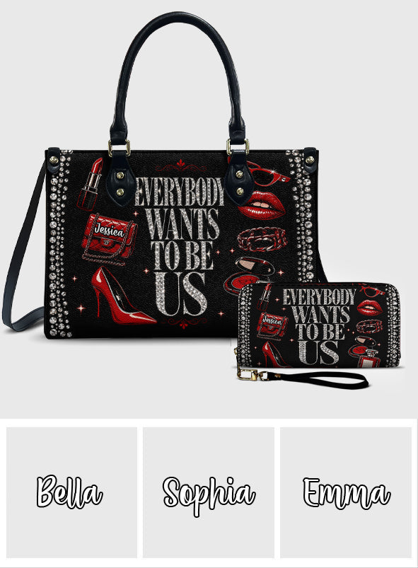 Everyone Want To Be Us - Personalized Star Fleet Leather Handbag & Leather Long Wallet