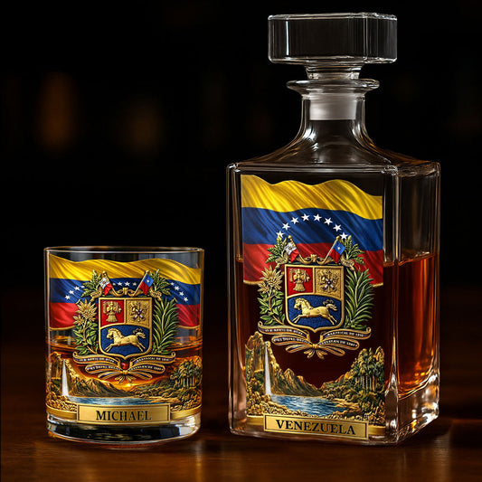 Stand Strong Venezuela - Personalized Expats Whiskey Decanter Set