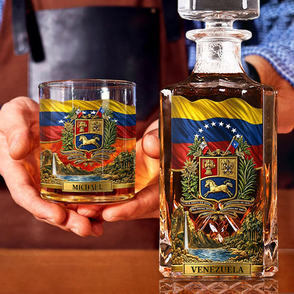 Stand Strong Venezuela - Personalized Expats Whiskey Decanter Set
