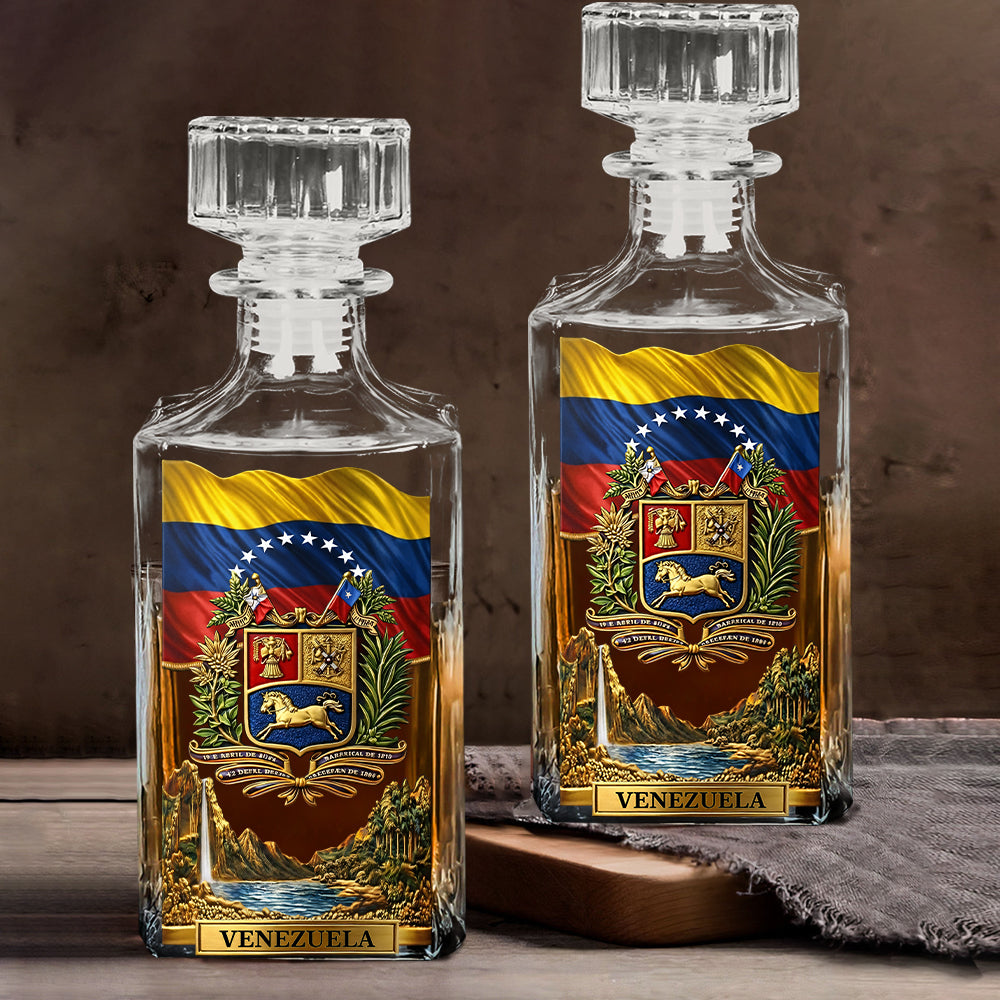 Stand Strong Venezuela - Personalized Expats Whiskey Decanter Set