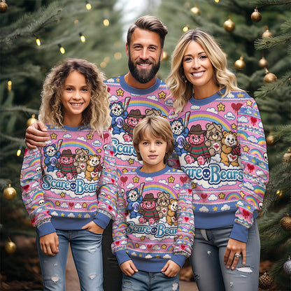 Scare Bears, Horror Characters Fans Gift - Personalized Horror Character Ugly Sweater