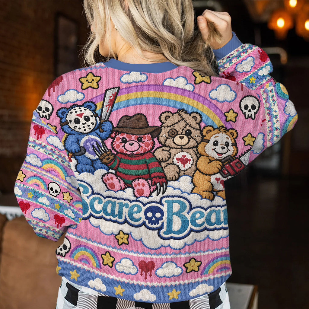 Scare Bears, Horror Characters Fans Gift - Personalized Horror Character Ugly Sweater