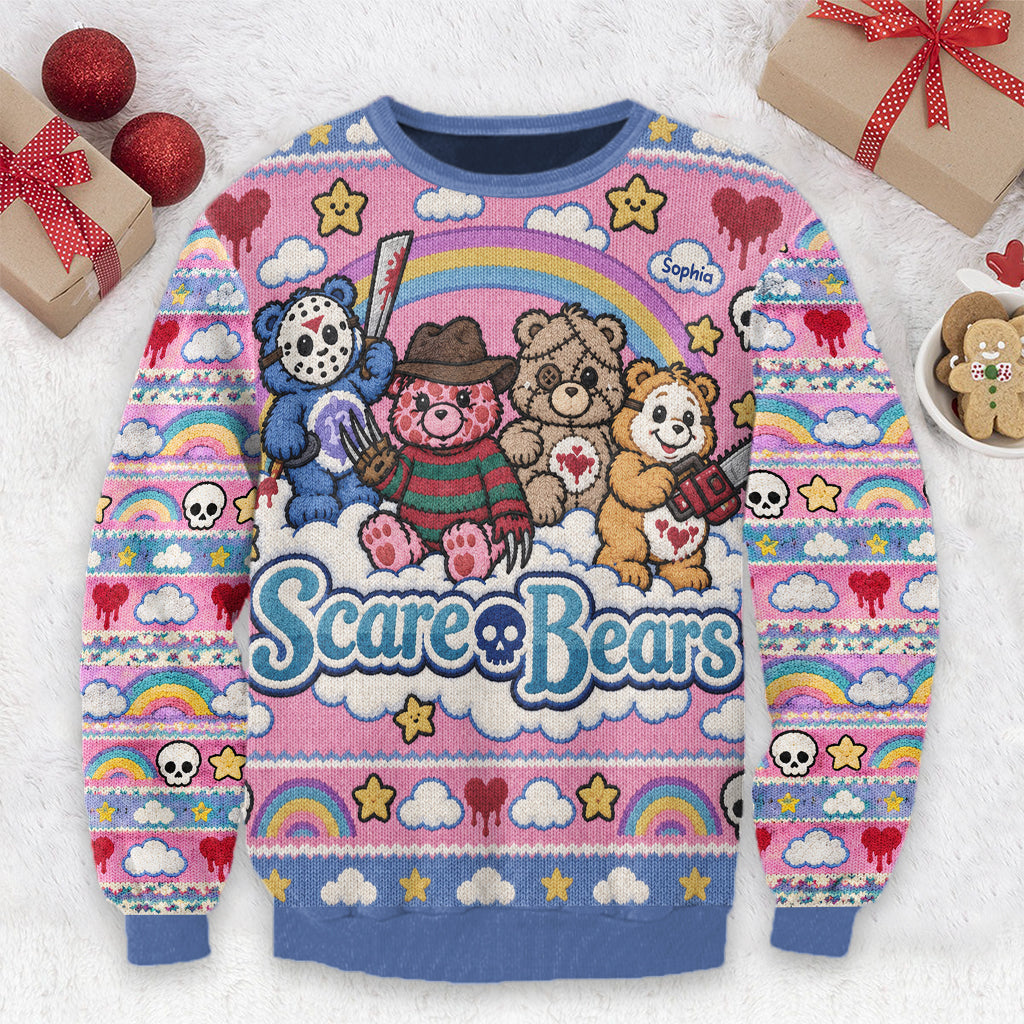 Scare Bears, Horror Characters Fans Gift - Personalized Horror Character Ugly Sweater
