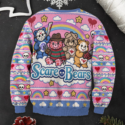 Scare Bears, Horror Characters Fans Gift - Personalized Horror Character Ugly Sweater