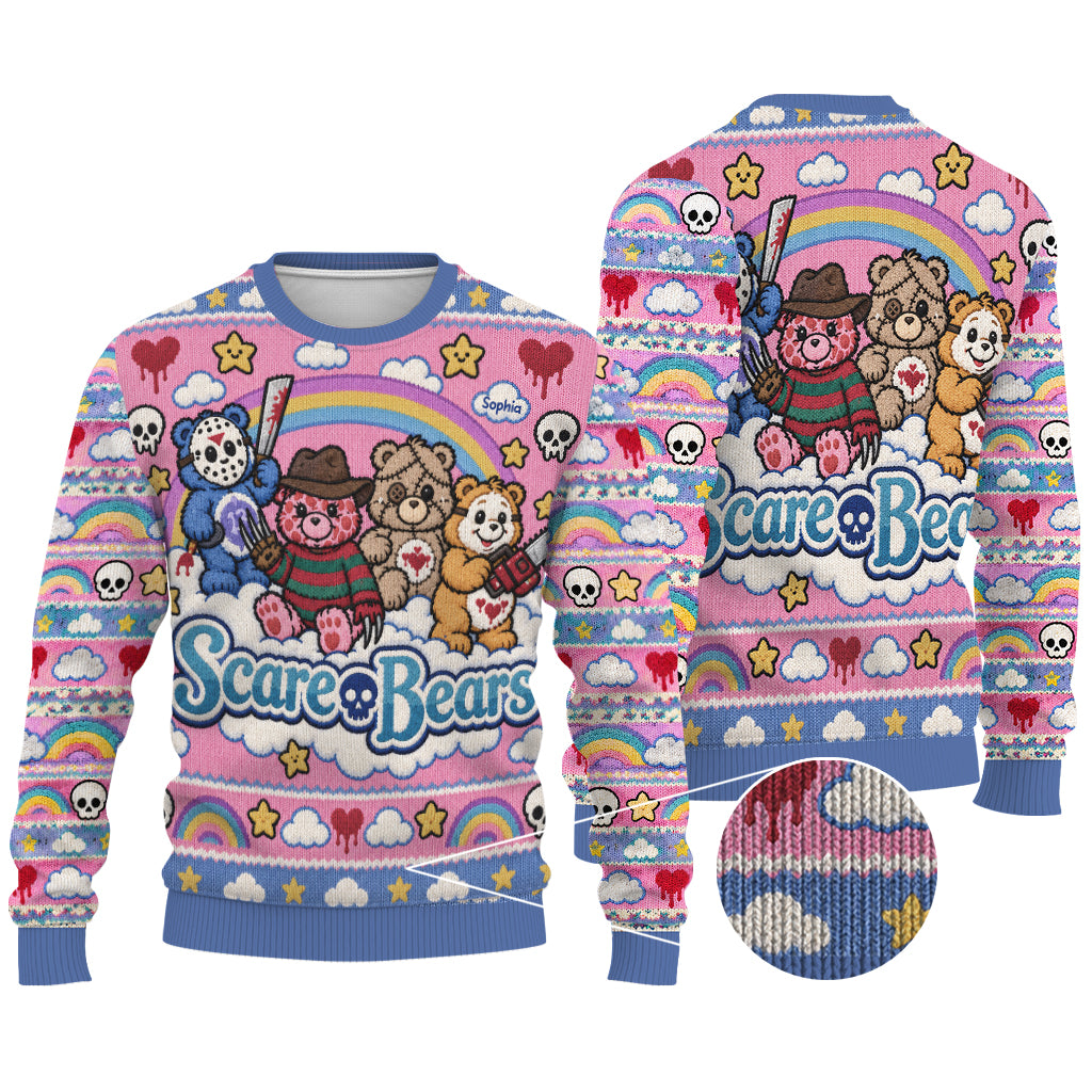 Scare Bears, Horror Characters Fans Gift - Personalized Horror Character Ugly Sweater