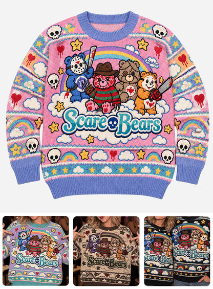 Scare Bears, Horror Characters Fans Gift - Personalized Horror Character Ugly Sweater