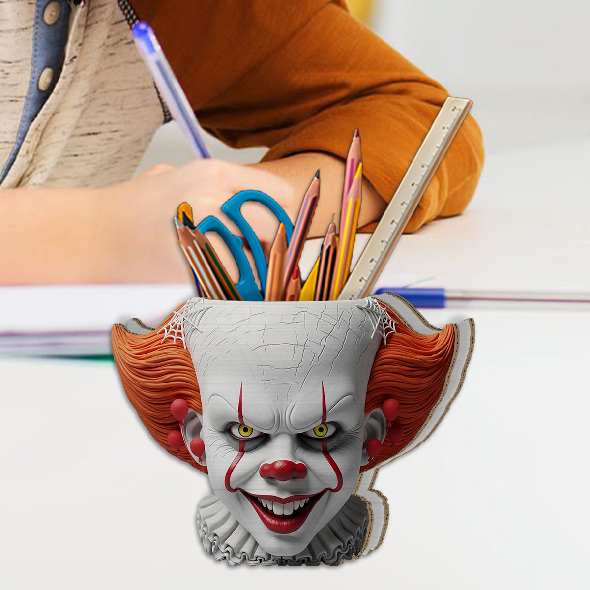 Scary Head - Personalized Horror Character Wooden Desk Organizer