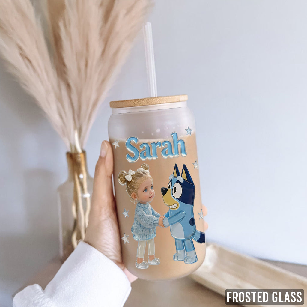 Custom Any Photo - Personalized Blue Dog Can Glass