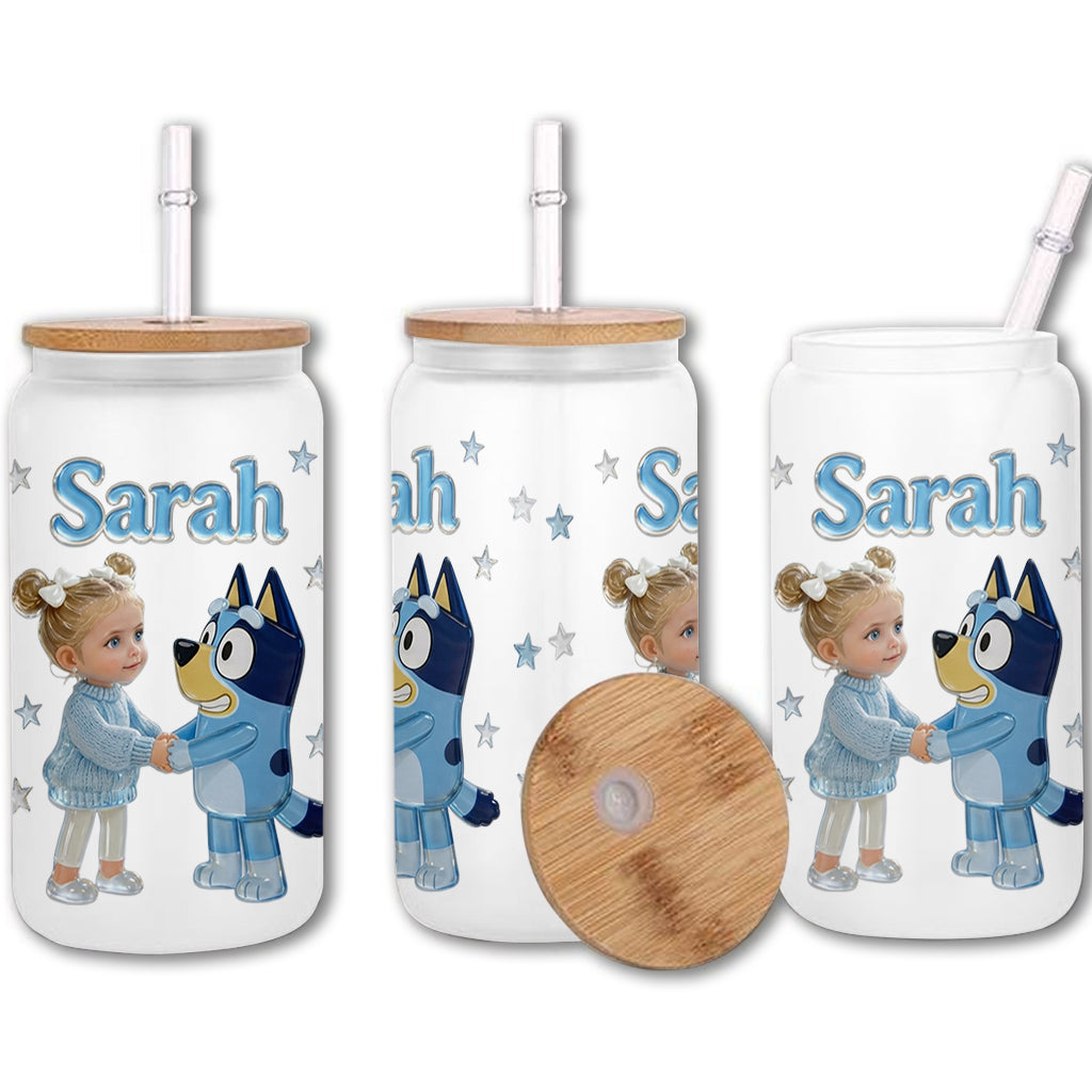 Custom Any Photo - Personalized Blue Dog Can Glass