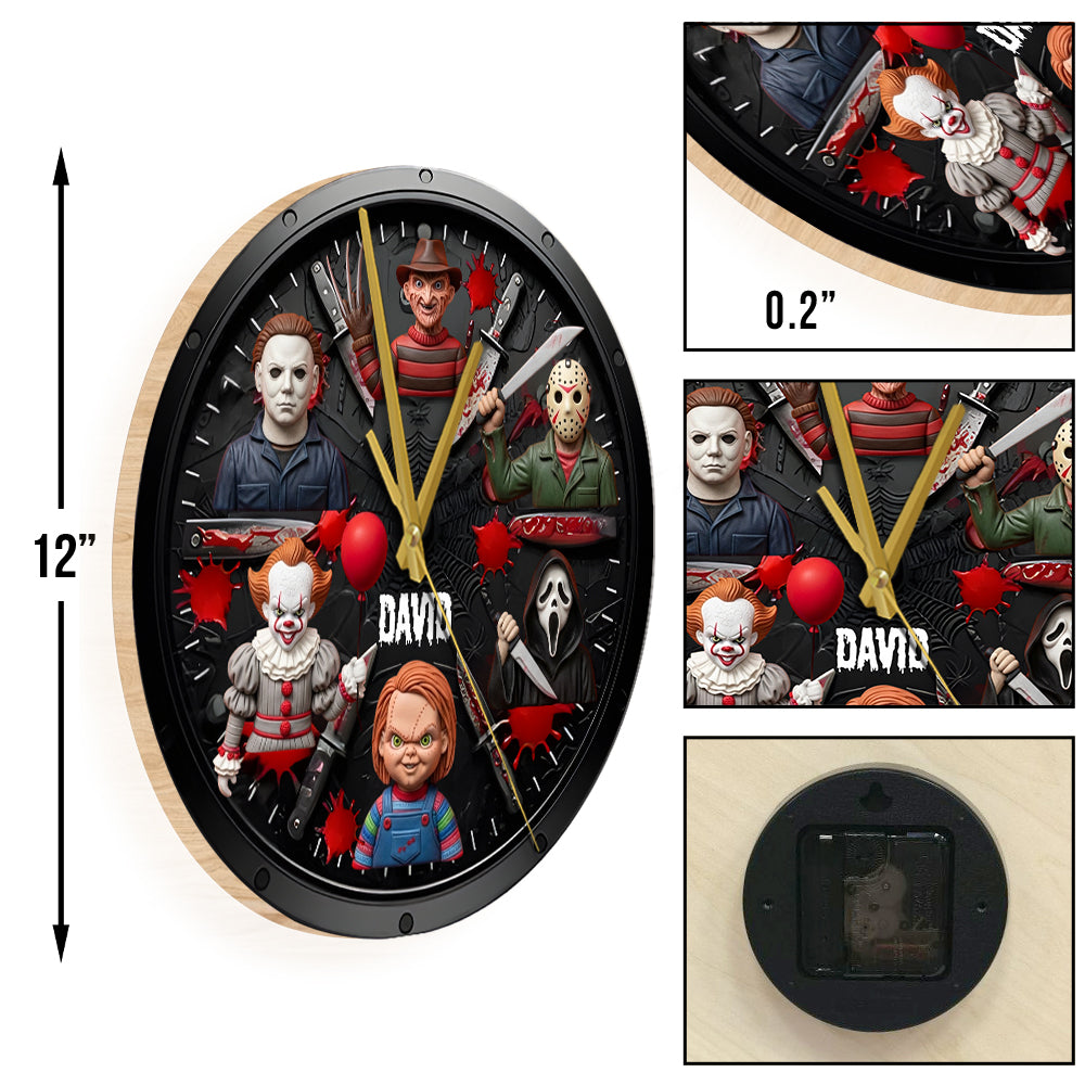 It's Horror Time - Personalized Horror Character Wall Clock