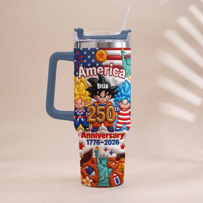 Powered Anime USA 250th Anniversary - Personalized Seven Balls Tumbler With Handle
