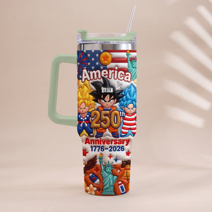 Powered Anime USA 250th Anniversary - Personalized Seven Balls Tumbler With Handle