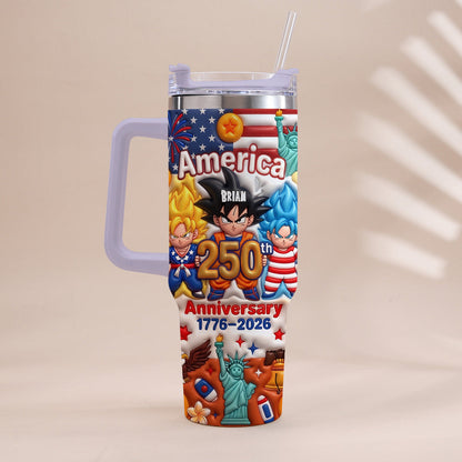Powered Anime USA 250th Anniversary - Personalized Seven Balls Tumbler With Handle