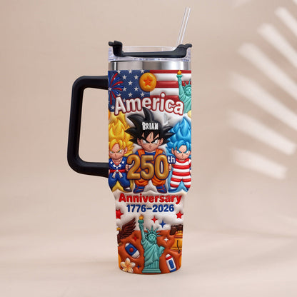 Powered Anime USA 250th Anniversary - Personalized Seven Balls Tumbler With Handle