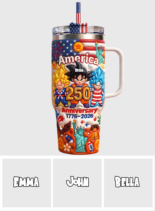 Powered Anime USA 250th Anniversary - Personalized Seven Balls Tumbler With Handle