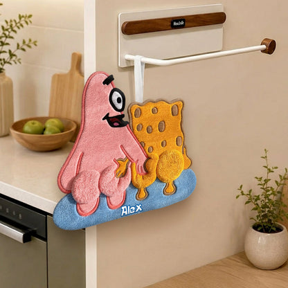 Funny Duo - Personalized Yellow sponge Hand Towel
