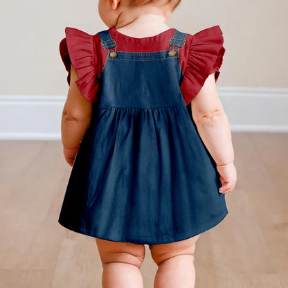 Lovely Strawberry Cake Fun Vintage Style Clothes For Kid - Personalized Kid Kid Ruffle Sleeve Dress