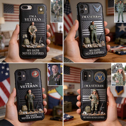 Military Hero - Personalized Veteran 3D Embossed Leather Phone Case