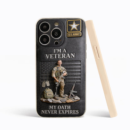 Military Hero - Personalized Veteran 3D Embossed Leather Phone Case