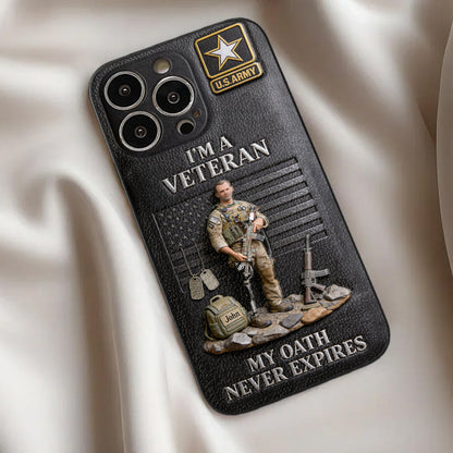 Military Hero - Personalized Veteran 3D Embossed Leather Phone Case