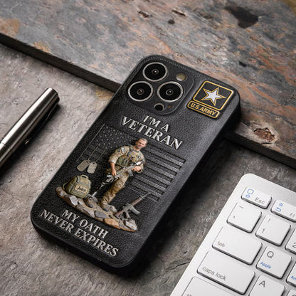Military Hero - Personalized Veteran 3D Embossed Leather Phone Case