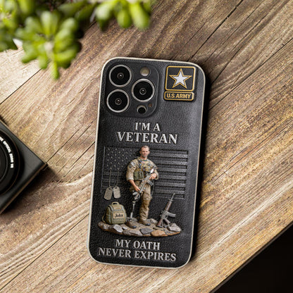 Military Hero - Personalized Veteran 3D Embossed Leather Phone Case